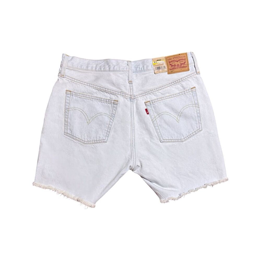 Levi’s 501 Mid Thigh Shorts High Rise Light Wash Button Fly Distresses Denim NWT - Picture 12 of 13